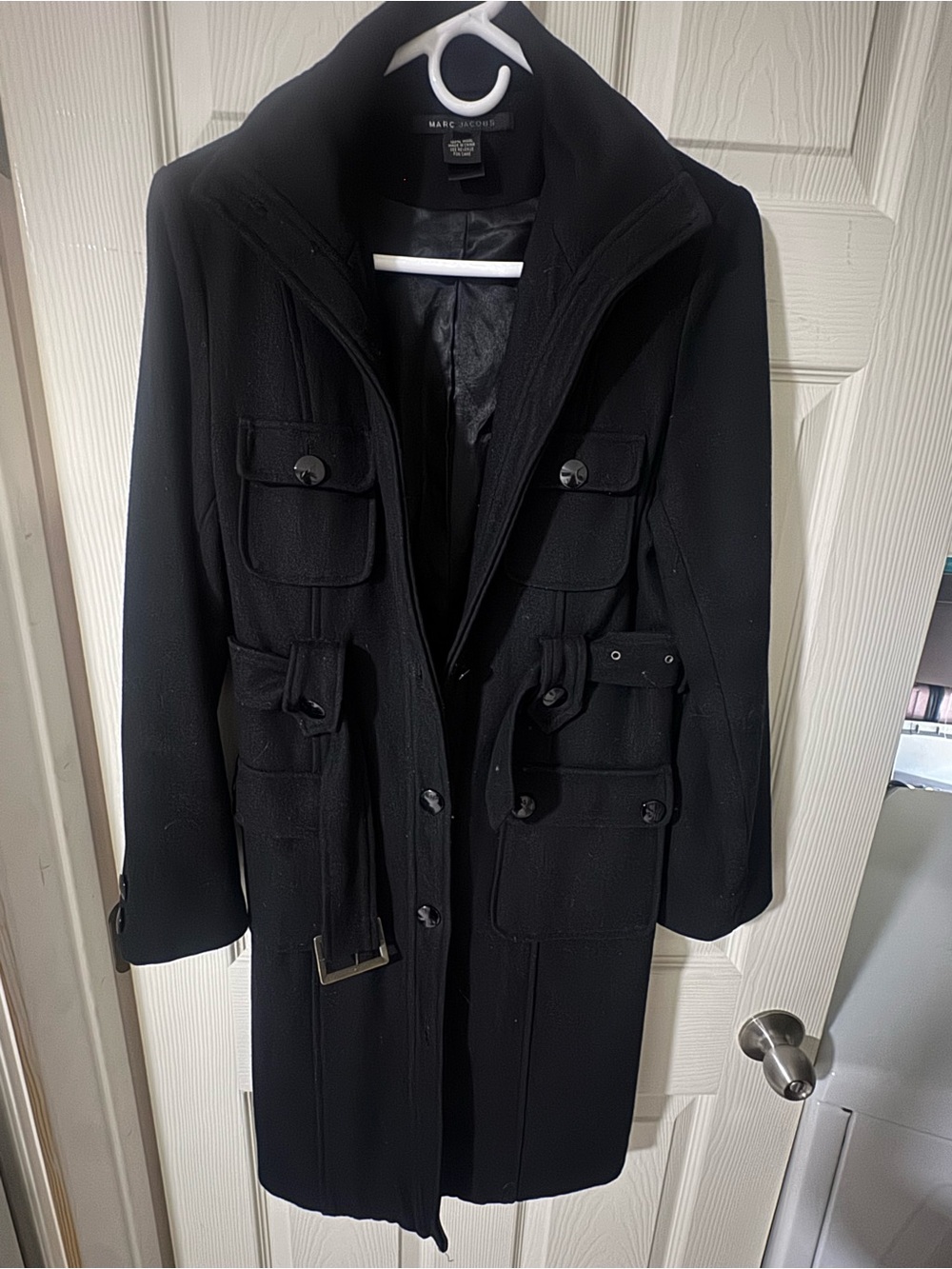 Marc Jacobs Men's Black Wool Belted Utility Coat